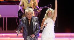 Rod Stewart was seen bent over in distress onstage this Saturday, before drawing gasps of air from an oxygen tank to get through his concert; pictured last month in Phoenix