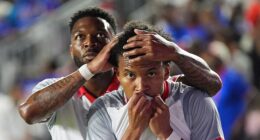 Haiti forward Ruben Prividence celebrates after scoring the opening goal in Florida