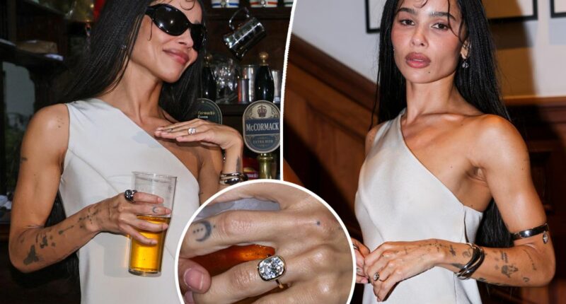 See Zoë Kravitz's engagement ring from Harry Styles up close