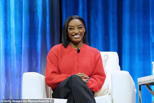 Simone Biles, pictured in December, suffered a terrifying health scare earlier this week