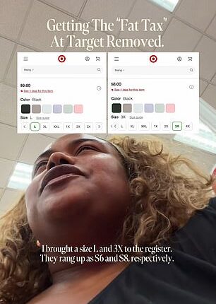 Social media influencer Samyra took to TikTok with a screenshot from the Target app, showing the same item of clothing - a pair of black underwear - in two different sizes but listed for two different prices