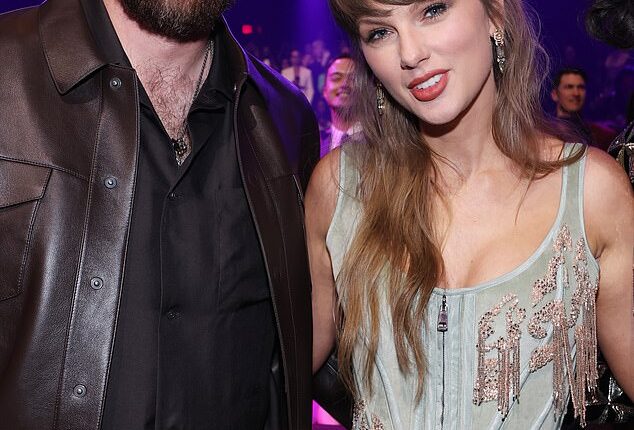 Taylor Swift and Travis Kelce have allegedly enlisted the bride's old friends Stevie Nicks and Tim McGraw to perform at their wedding next week; the couple are pictured in March