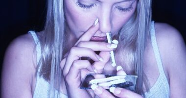 Among 16 to 24-year-olds, ketamine use has increased by 231 per cent since March 2013 and is now at its highest level since 2006, when records began (posed by model)