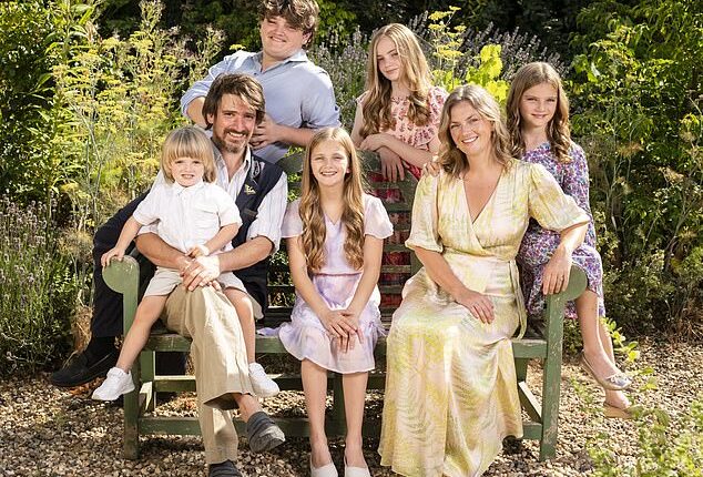 Sybilla Hart with her husband Charlie and their children Isaac, Beatrice, Florence, Celestia and Benjamin back in 2022
