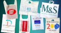 Long before Brits reached for a trendy tote or Bag For Life, supermarket plastic bags were a staple household item reminiscent of different eras