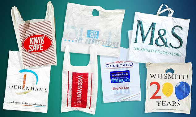 Long before Brits reached for a trendy tote or Bag For Life, supermarket plastic bags were a staple household item reminiscent of different eras