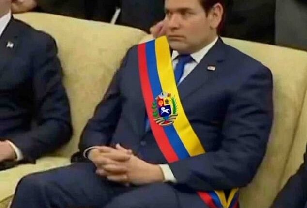 A meme showing Marco Rubio 'realizing' that he's going to be the president of Venezuela
