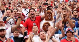 Fans of England celebrate after the team's victory in the FIFA World Cup 2026 Group L match between Panama and England