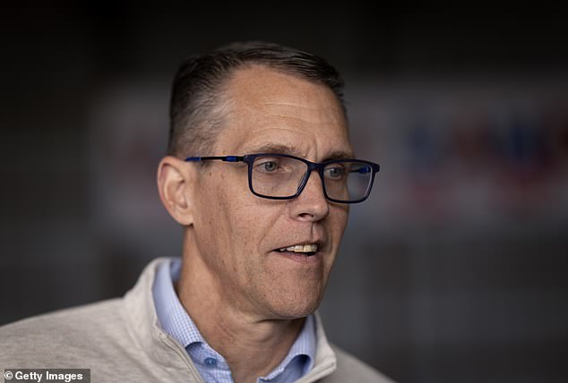 Republican gubernatorial candidate Congressman Randy Feenstra speaks to guests during a campaign event at the Silo City farm on May 30, 2026 near Sioux Rapids, Iowa