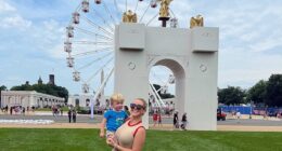 White House press secretary Karoline Leavitt with her son at the fair over the weekend
