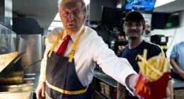 'Someone has got to really quietly sit down and talk with him, and say, "You're playing with fire," advised Dr Fischer, who noted Trump's well-known penchant for McDonald's. (Pictured: President Trump at McDonald's during a campaign stop in October, 2024)