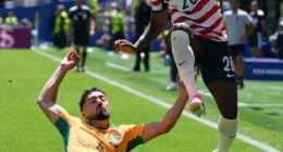 Jacob Italiano (pictured executing a tackle against the USA at the World Cup) has lost his injury battle and is returning home from the tournament