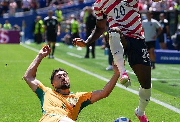 Jacob Italiano (pictured executing a tackle against the USA at the World Cup) has lost his injury battle and is returning home from the tournament