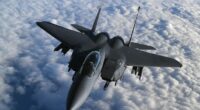 A United States Air Force F-15 Strike Eagle fighter jet during a training exercise