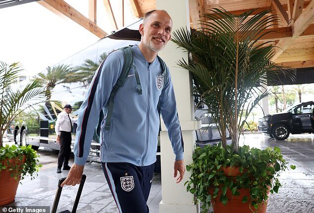Thomas Tuchel was a picture of happiness as his England squad arrived to check in in Florida