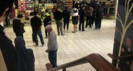 Pokémon fans queuing outside a toy shop in Sydney eager to get their hands on the new cards
