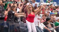 A Canadian soccer fan lost her fan after performing a Mexican wave at their game on Sunday