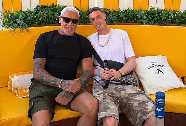 Palmer was seen wearing the same outfit he wore the last time he was at the Iziba club last July - decked out with a chain, a plain white T-shirt, camouflage shorts and trainers