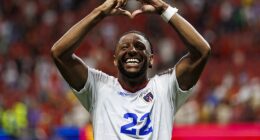 Cape Verde's Steven Moreira looks overjoyed at his side's remarkable result