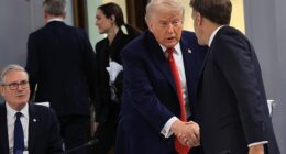 The French President offered his signature firm handshake, greeting the late arrival with a polite, 'Hello! How are you?'