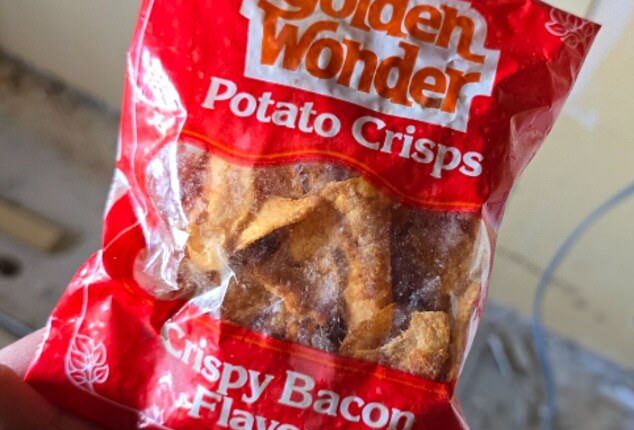 Donnie Maclean, from Scotland, found a packet of Golden Wonder crisps from, he believes, the 1970, while renovating his kitchen