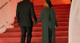 Taking to Instagram on Saturday morning, personal trainer Rob Jordan and his wife, Joann Jordan, shared photos of themselves taken on the day of the wedding, including this image that showed them walking up the steps at MSG, which were adorned with a peach-colored velvet carpet