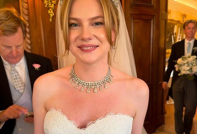 Lady Henrietta Stanley, 29, known to her friends as Hetty, married Alexander 'Sasha' Reviakin at Knowsley Hall, her family's Merseyside ancestral seat, on July 4