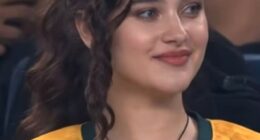 Footage of Katherine Langford (pictured) has gone viral on social media with one TikTok post getting 4.7 million likes