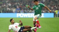 Jarell Quansah was shown a straight red card for this reckless challenge in Mexico Cityy