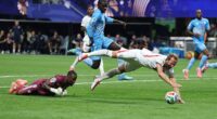 Harry Kane was denied a penalty in the first half of England's clash with DR Congo