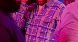 Travis Kelce was living it up as he bid farewell to bachelor life after the first photos from his wild pre-wedding celebration finally emerged