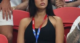 Jude Bellingham's girlfriend Ashlyn Castro dressed to impress in a black halterneck top as she took her seat in the Atlanta Stadium ahead of England's World Cup clash against DR Congo