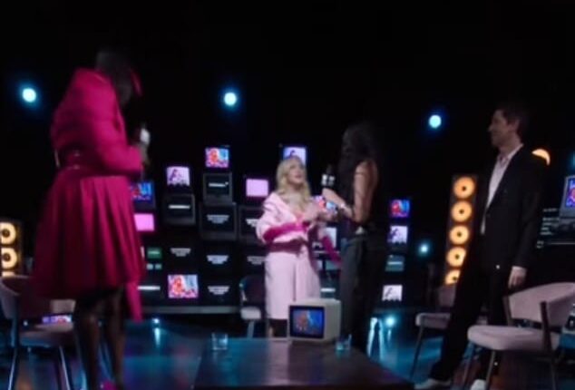 Madonna shared an awkward handshake with daughter Lourdes in a frosty exchange as they discussed their 'tense and emotional' relationship at a London listening party amid feud claims