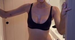Olivia Attwood showed off her figure in her underwear on Instagram on Wednesday as she applied her fake tan during her wild Ibiza trip