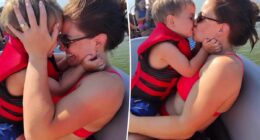 Shawn Johnson branded 'weird' for kissing 2-year-old son in video