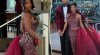 Simone Biles opts for drama in leather, tulle and jeweled gown for Taylor Swift and Travis Kelce wedding