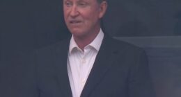 Wayne Gretzky was seen cheering on Canada at the World Cup in Houston on Saturday
