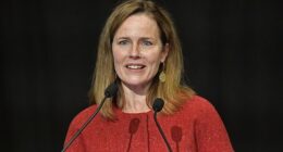 U.S. Supreme Court Associate Justice Amy Coney Barrett speaks to an audience at the 30th anniversary of the University of Louisville McConnell Center in Louisville, Ky., Sunday, Sept. 12, 2021
