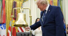 Donald Trump rang the opening bell for the NYSE from the White House on Monday to celebrate the launch of 'Trump Accounts,' federally-backed investment funds for newborns
